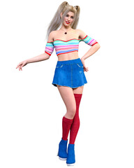 Young attractive girl in school uniform.