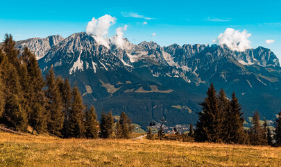Beautiful alpine summer view at the famous Hartkaiser summit, Ellmau, Wilder Kaiser, Tyrol, Austria