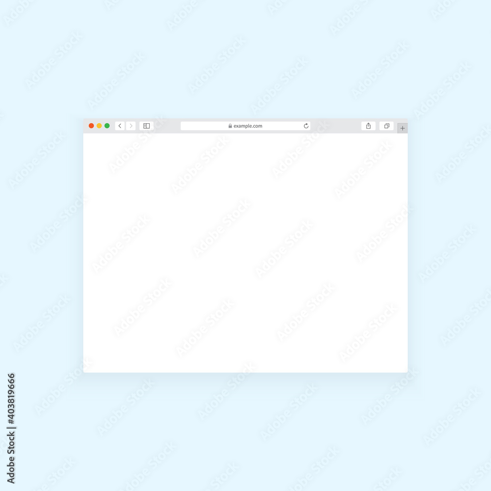 Poster web browser window design isolated on light background. empty page with shadow. vector illustration.