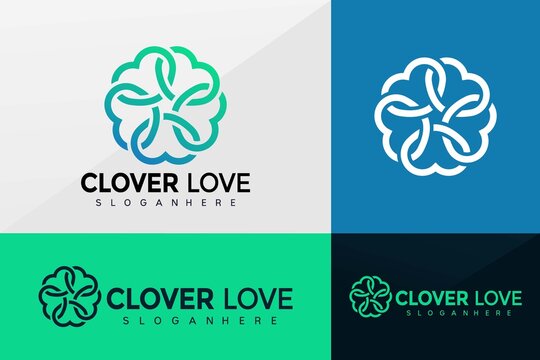 Clover Love logo vector, Leaf Logos design, modern logo, Logo Designs Vector Illustration Template