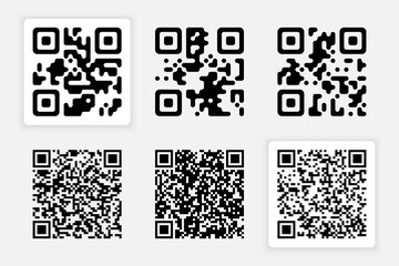 Fototapeta premium Set of qr codes for your design. Black qr code isolated on whit background. Vector illustration