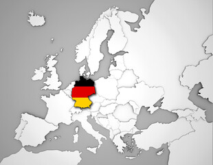 3D Europakarte auf der Deutschland hervorgehoben wird