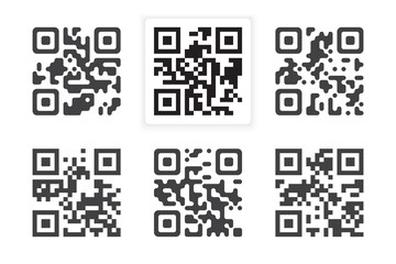 Fototapeta premium Set of qr codes for your design. Black qr code isolated on whit background. Vector illustration
