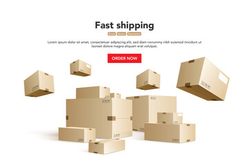 Parcels isolated on white background. Composition for a trendy banner, poster or greeting card. Vector illustration