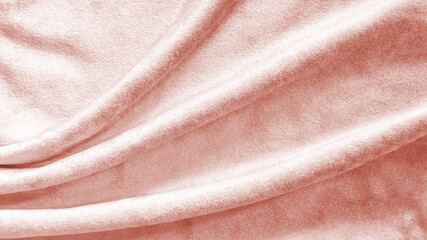 Rose gold pink velvet background or velour flannel texture made of cotton or wool with soft fluffy velvety satin fabric cloth metallic color material - obrazy, fototapety, plakaty