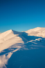 Beautiful mountain landscsape in winter time at high altitude