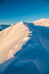 Fototapeta na wymiar Beautiful mountain landscsape in winter time at high altitude