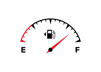 Fuel meter icon. Full fuel gauge. Gas tank. Vector isolated flat