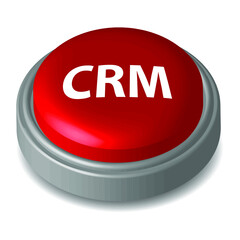 customer relationship management or CRM, red button, vector illustration 