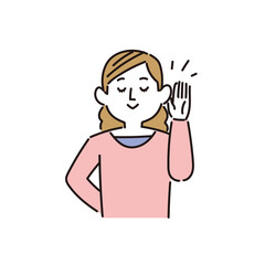 まわりの音や声に耳をすませる女性