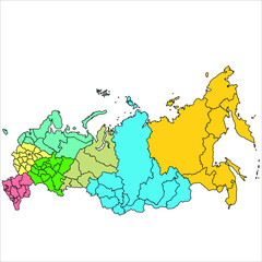 World map with continents Europe, Asia.