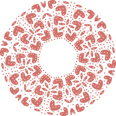 Butterflies and hearts mandala vector illustration. Decorative ornamental symbol in round shape.