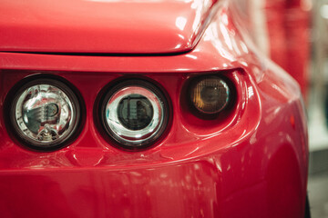 Detail of a show car. Car lamp close-up.
