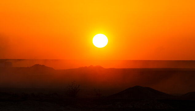Sunset over central desert of Oman