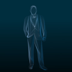 vector, silhouette of a man with lines, thin geometry