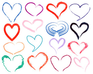 Watercolor heart outlines set. Line art hearts for different designs.