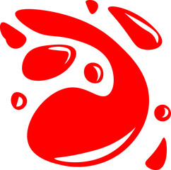 Vector Red Blood splatter art illustration design unique editorial red color stain decoration image. Book game cartoon style tomato shop logo, detective investigation work project, icon stamp.