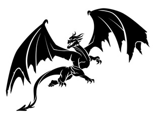 Dragon Design Silhouette, Full Length Illustration