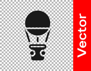 Fototapeta na wymiar Black Hot air balloon icon isolated on transparent background. Air transport for travel. Vector.