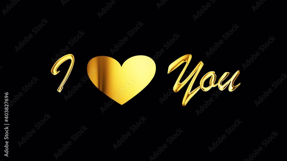 Poster i love you. 4k 3d text and heart motion. alpha channel using quicktime prores 4444. looped animation