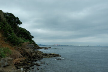 Japanese natural island, Sarushima island, is used to be a fortress. A uninhabited island in Tokyo bay, Japan.