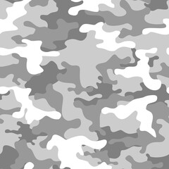 Camouflage seamless pattern texture grey. Abstract modern vector military camo backgound. Vector illustration.