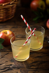 Healthy organic apple drink served for two