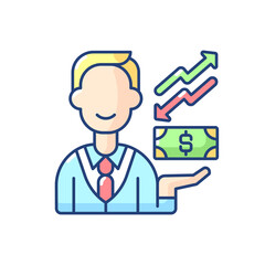 Fototapeta na wymiar Equity RGB color icon. Ownership of assets that may have debts or other liabilities attached to them. Different methods used for accounting. Isolated vector illustration