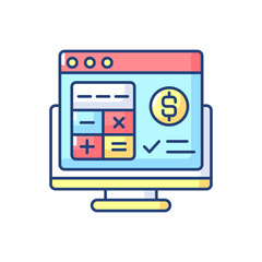 Accounting software RGB color icon. Application software that records and processes accounting transactions within functional modules. Isolated vector illustration