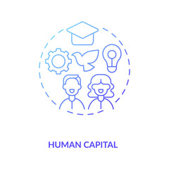 Human capital concept icon. Intangible assets type idea thin line illustration. Improving quality. Ability performing labour. Producing economic value. Vector isolated outline RGB color drawing