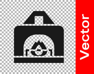 Black Interior fireplace icon isolated on transparent background. Vector.