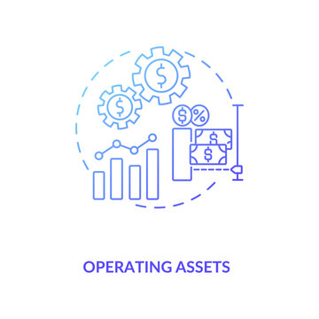 Operating Assets Concept Icon. AM Component Idea Thin Line Illustration. Prepaid Expenses, Cash. Contributing To Generating Revenue. Business Operations. Vector Isolated Outline RGB Color Drawing