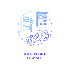 Total asset count concept icon. Assets inventory element idea thin line illustration. Cash and cash equivalents. Stockholders equity, total liabilities sum. Vector isolated outline RGB color drawing