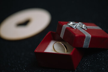 Gold Ring In A Red Box
