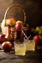 Healthy organic apple drink served for two