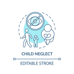 Child neglect turquoise concept icon. Kid mistreatment. Poverty problem. Parental negligence. Child safety idea thin line illustration. Vector isolated outline RGB color drawing. Editable stroke