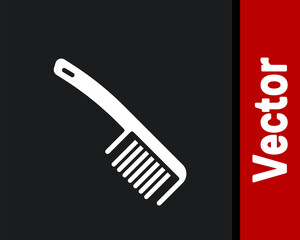 White Hairbrush icon isolated on black background. Comb hair sign. Barber symbol. Vector.