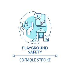 Playground safety turquoise concept icon. Secure environment for children to play. Outdoors area. Child safety idea thin line illustration. Vector isolated outline RGB color drawing. Editable stroke