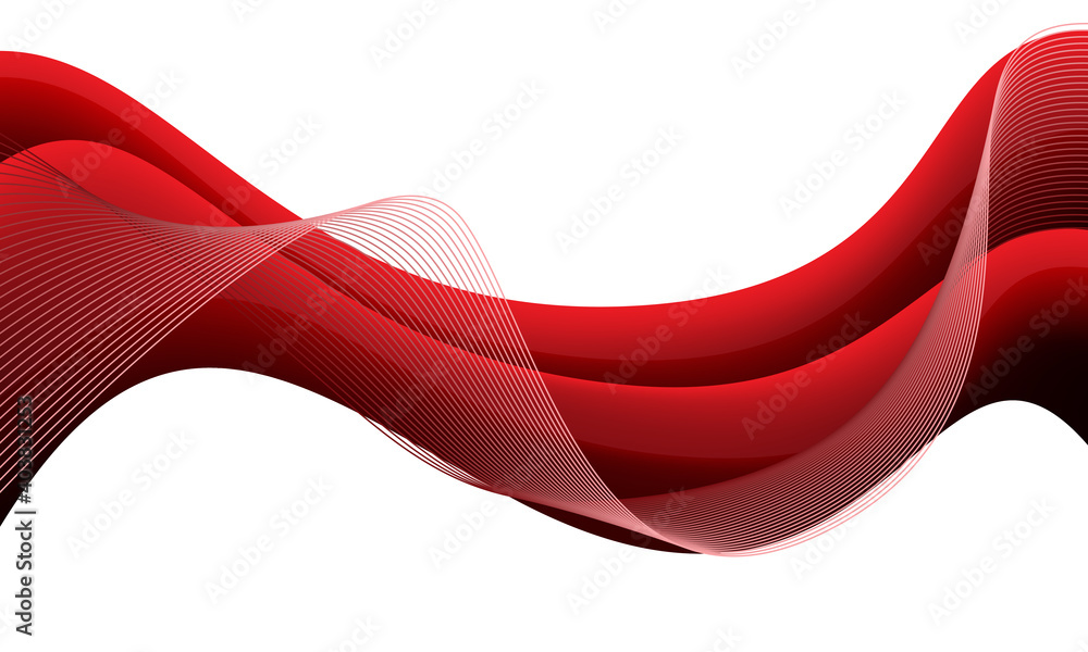 Poster abstract red wave curve on white design modern futuristic background vector illustration.