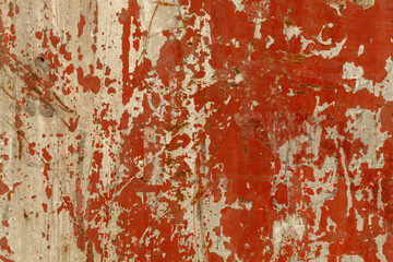 Old Weathered Red Painted Corrugated Metal Texture	