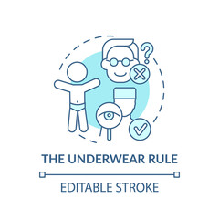 The underwear rule turquoise concept icon. Teach children to avoid assault. Sexual abuse. Child safety idea thin line illustration. Vector isolated outline RGB color drawing. Editable stroke