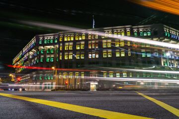 The colorful and historical building of Old Hill Street Police Station in Singapore. Long exposure photography taken at night.