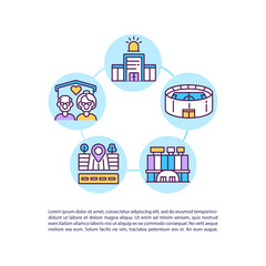 Health center concept icon with text. Vaccination services. Children and adults immunization. PPT page vector template. Brochure, magazine, booklet design element with linear illustrations