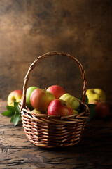 Fresh organic apples in the basket