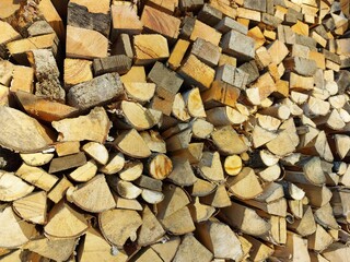 The ends of straight sawn boards. Natural wood background. High quality photo