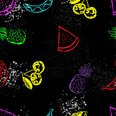 Obraz na płótnie Canvas Abstract seamless pattern with multicolored fruits