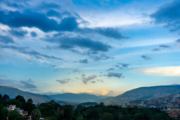 clouds and blue sky at afternoon from Medellin Colombia