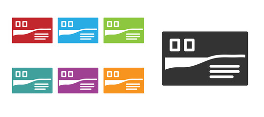 Black Postcard travel icon isolated on white background. Set icons colorful. Vector.