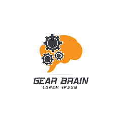 gear brain logo simple illustration logotype concept sign symbol modern template icon