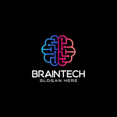 brain technology logo design simple icon illustration modern logotype sign symbol template line outline